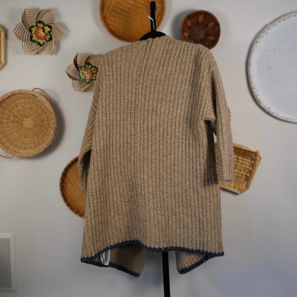 Zadig & Voltaire Deluxe Long Sleeve Open Front Cardigan Brown/Gold  Size Small - Picture 2 of 6
